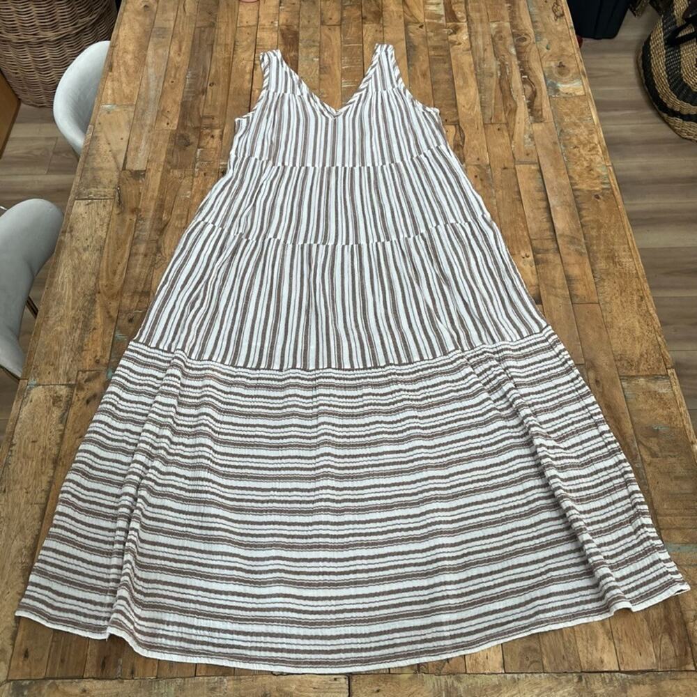 Marine Layer Cotton Corinne Striped Maxi Dress Women's Size M Sleeveless